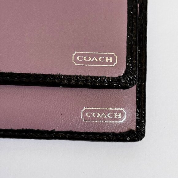 Coach Madison OP Art Sateen Checkbook Leather Wallet SV/BLACK Signature - Picture 8 of 10